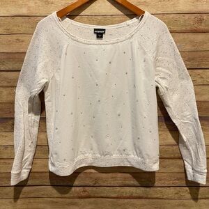 Joe Boxer Women’s White Rhibestone Embellished Pullover Shirt Size: Large